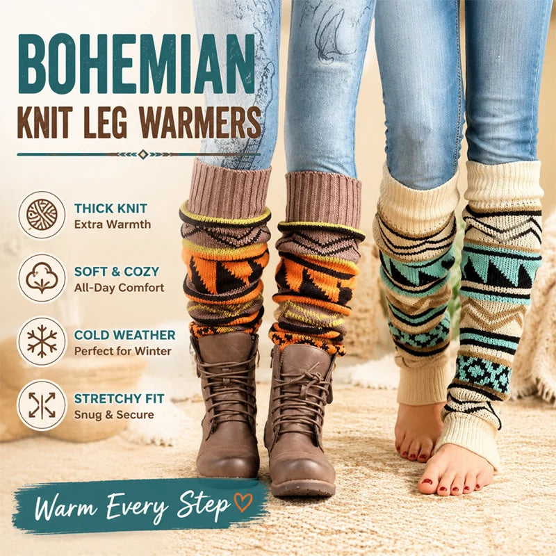 Bohemian Knit Leg Warmers – Women's Thick Winter Socks Knit Leg Warmers Babs
