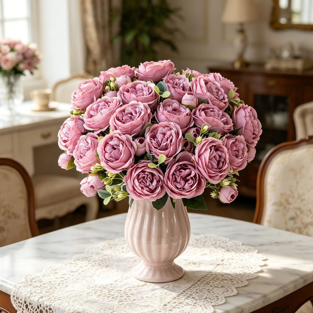 UV-Protected Silk Rose Bouquet – Wedding & Home Décor Artificial Flower Bouquet Babs