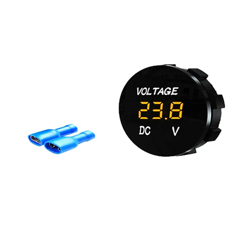 Universal DC LED Digital Voltmeter 5–48V Battery Voltage Monitor Digital Voltage Meter Babs Convex-Orange