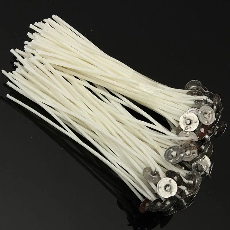 50Pcs Pre-Waxed Cotton Candle Wicks with Sustainers – DIY Candle Making Wicks Babs