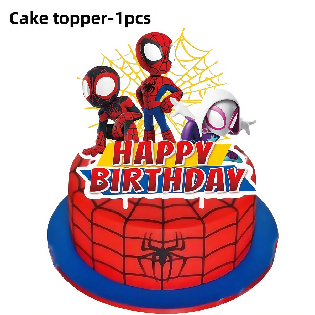 Spider-Man Birthday Party Supplies – Plates, Cups & Balloons Birthday Party Kit Babs 1pcs cake topper