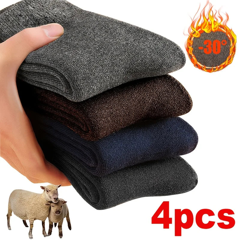 Thick Winter Knit Socks for Men & Women – 2 Pairs (4pcs) Winter Knit Socks Babs