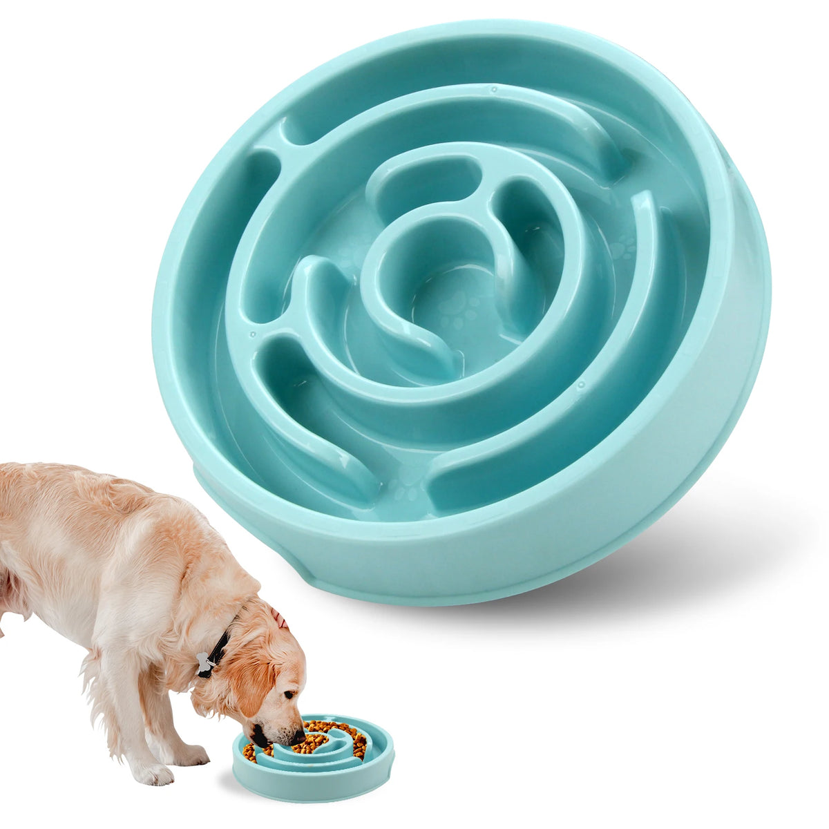 Pet Slow Feeder Bowl – Non-Slip Maze Dish for Dogs & Cats Slow Feeder Bowl Babs Macaron Blue
