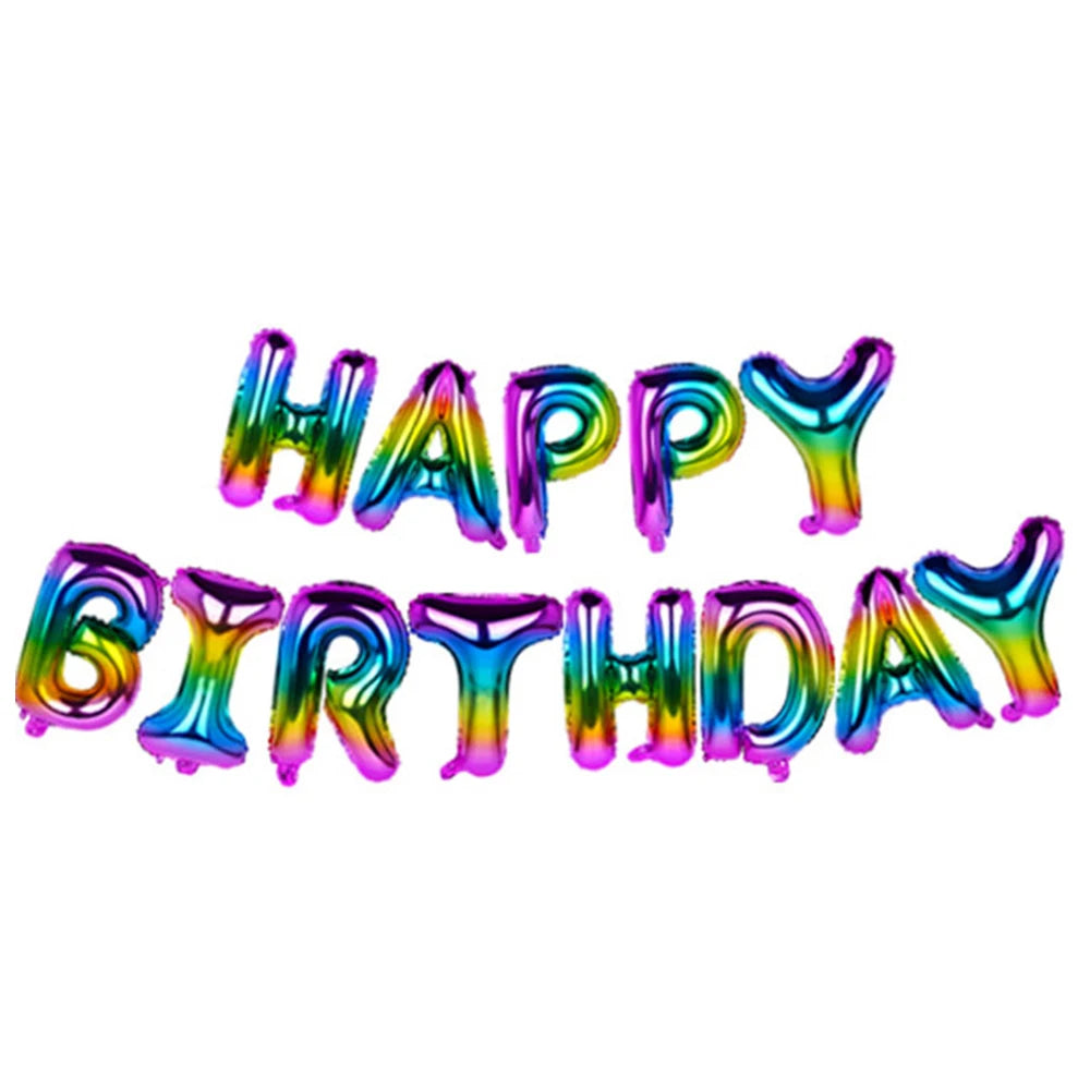 Gradient Rainbow Happy Birthday Foil Letter Balloons Party Decor Foil Letter Balloons Babs