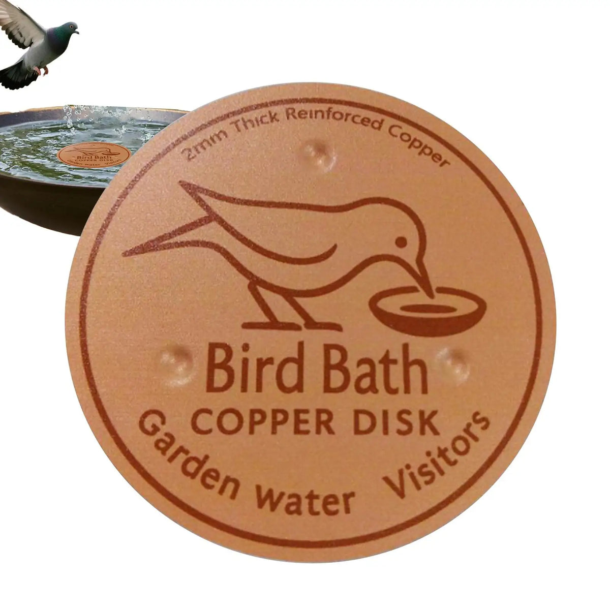 Copper Bird Bath Purifier Disk – Triple-Point Garden Accent Bird Bath Disk Babs