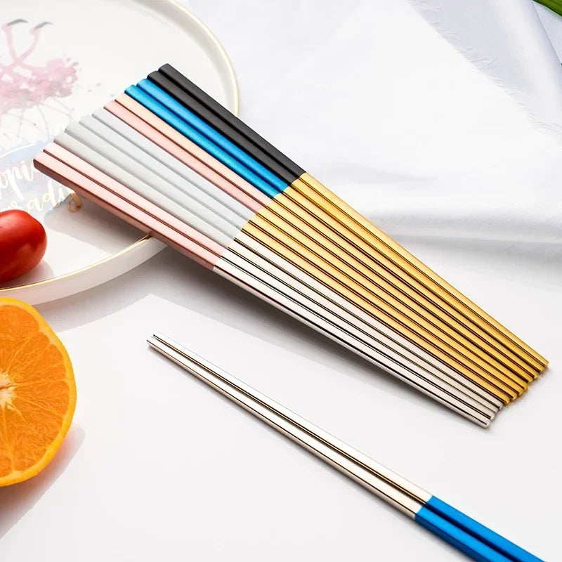 304 Stainless Steel Square Chopsticks – Gold, Rose & Colorful Stainless Steel Chopsticks Babs