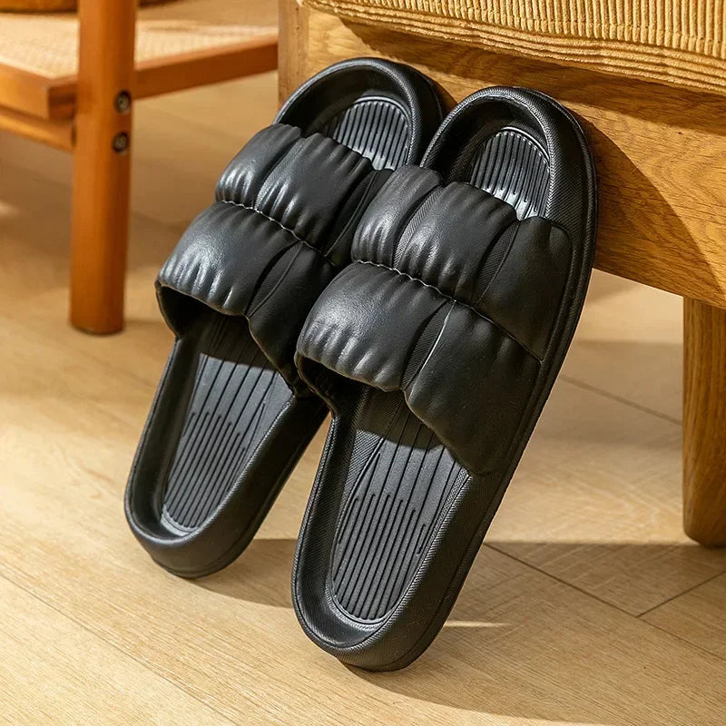 Women's Cloud Slippers EVA Platform Non-Slip Flip Flops Platform Flip Flops Babs Black 36-37