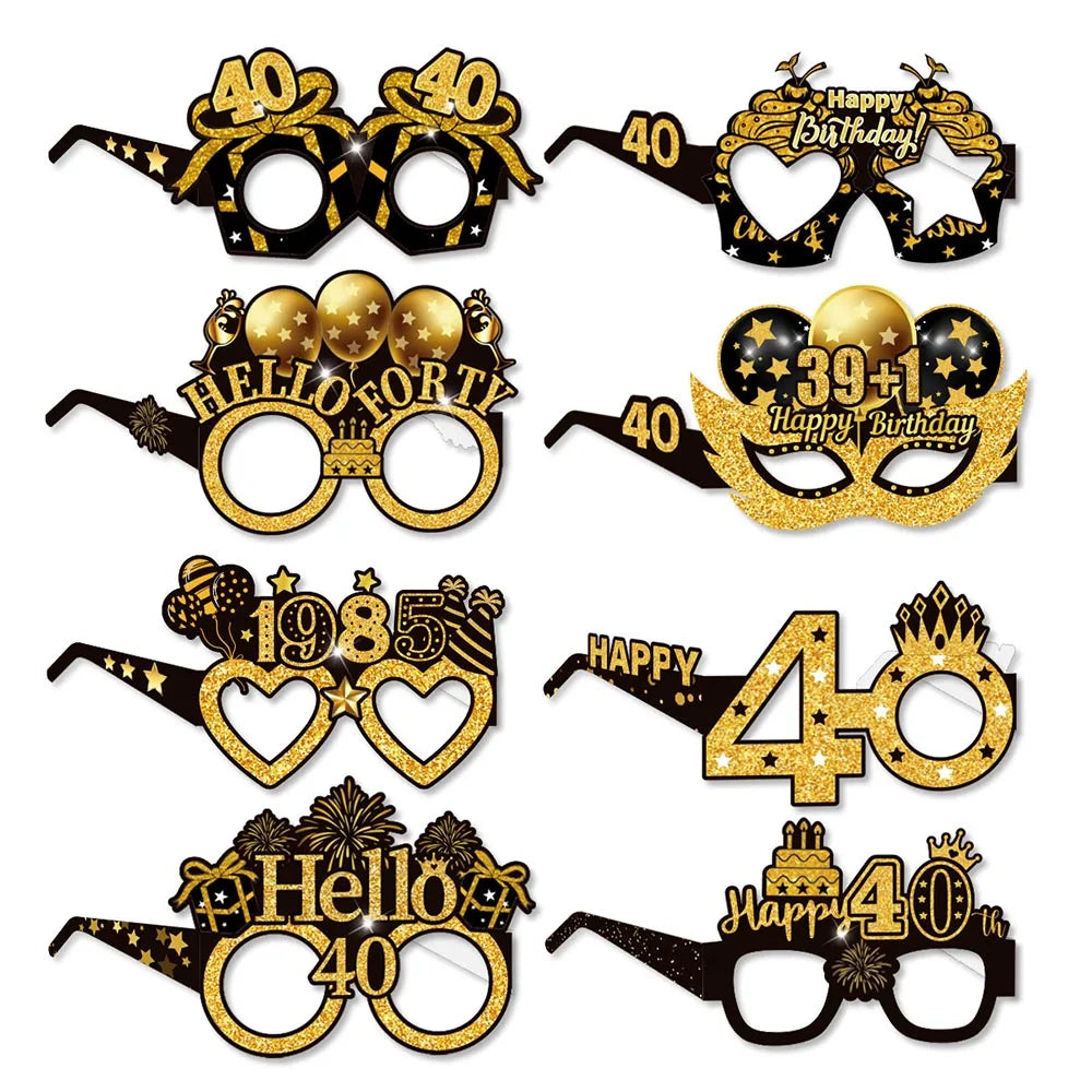 40th Birthday Party Decorations – Black & Gold Tableware Set Birthday Party Set Babs Paper glasses