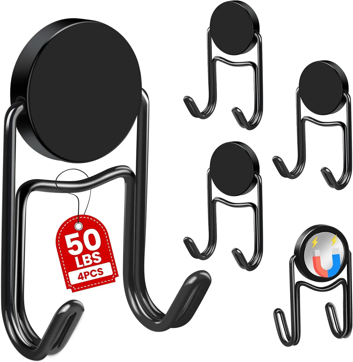Heavy Duty Magnetic Double Hooks | Extra Strong Stainless Steel Magnetic Hook Hanger Babs