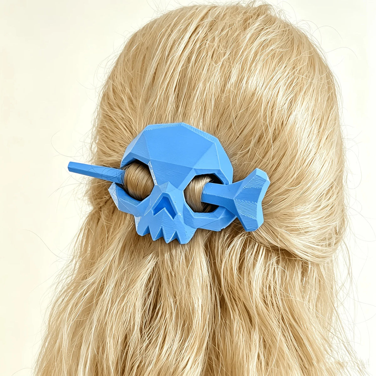 Geometric Skull Hair Stick & Barrette – Gothic Punk Accessory Gothic Hair Accessory Babs Blue