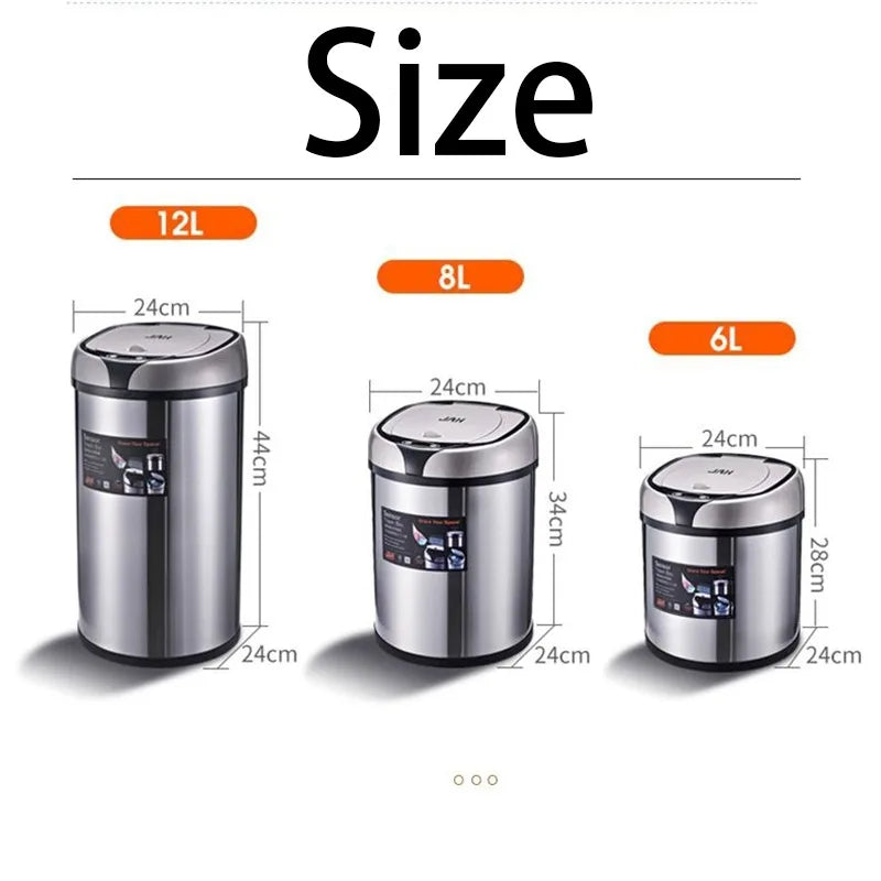 Automatic Sensor Stainless Steel Trash Can – Large Capacity Sensor Trash Can Babs