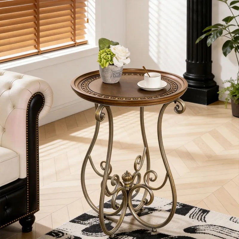 Retro Round Solid Oak Side Table – Wooden Corner & Coffee Table Wooden Side Table Babs