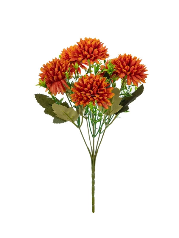 Artificial Silk Chrysanthemum Ball Flowers – Wedding & Home Décor Artificial Silk Flowers Babs Orange 4 pcs