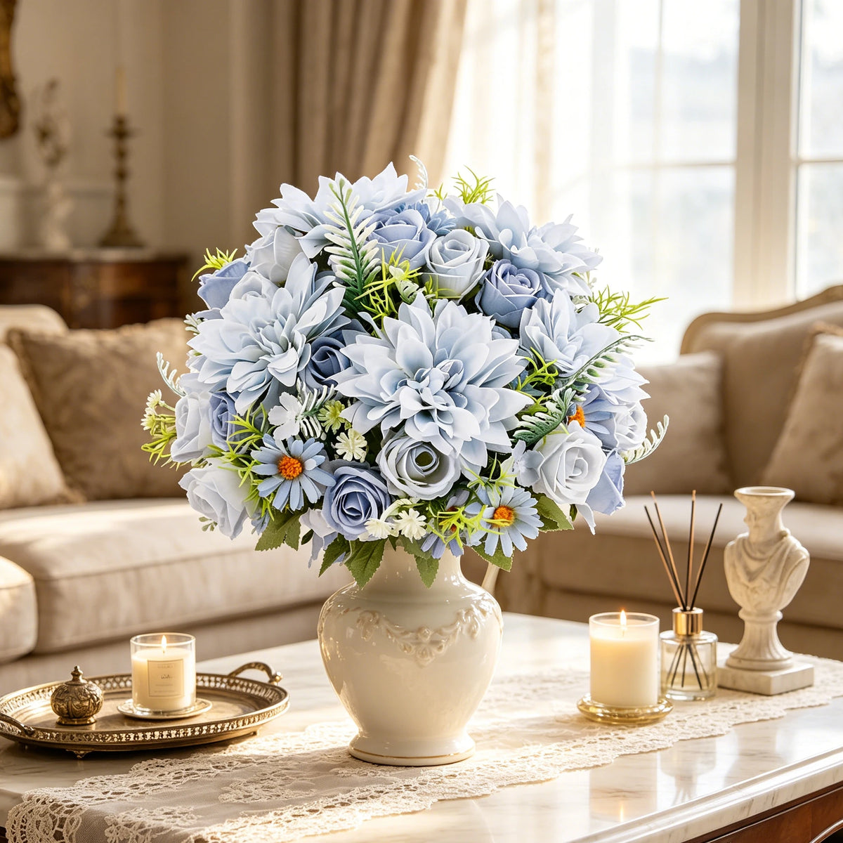 Artificial Silk Rose & Dahlia Bouquet – Wedding & Home Décor Artificial Flower Bouquet Babs