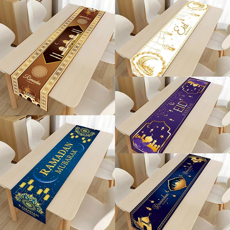 Ramadan Eid Mubarak Table Runner – Festive Polyester Tablecloth Festive Table Runner Babs