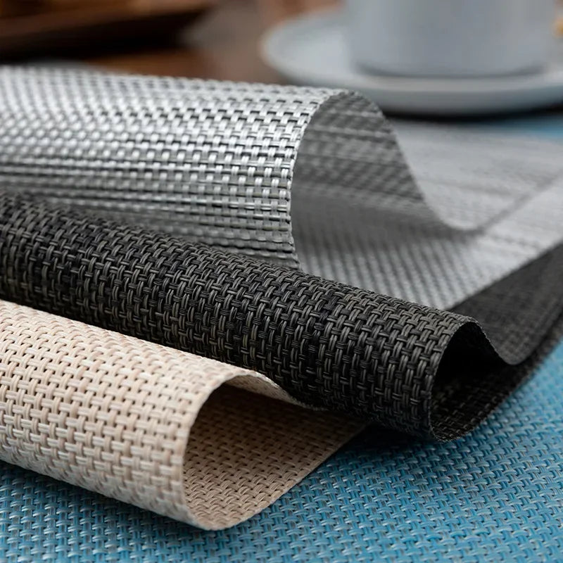 Washable PVC Woven Placemats – Durable Vinyl Dining Table Mats Vinyl Table Placemats Babs