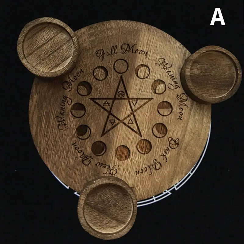 Wooden Pentagram Tarot Candle Holder – Divination Décor Candle Holder Babs A
