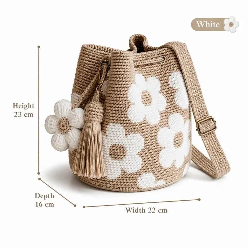 Handmade Crochet Floral Tote Bag | Boho Beach Purse Crochet Tote Bag Babs