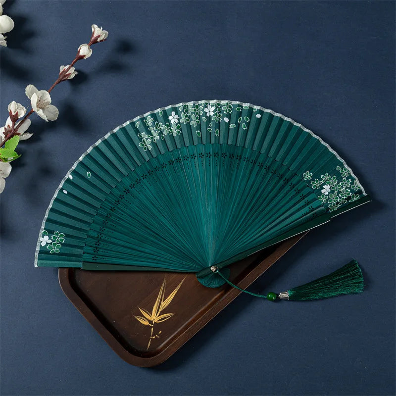 Bamboo Folding Fan – Retro Chinese Hanfu Qipao Dance Fan Decorative Folding Fan Babs B