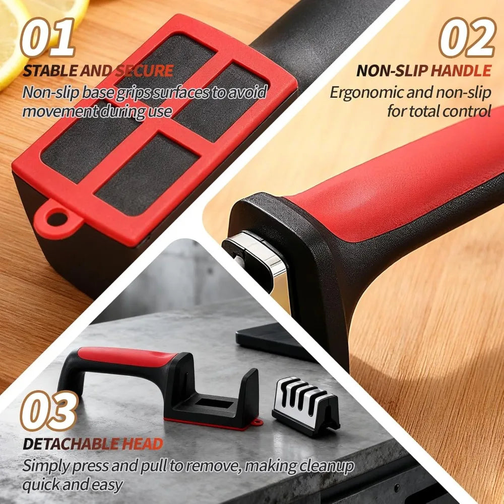 4-Stage Knife Sharpener – Fast, Safe & Ergonomic Kitchen Tool Knife Sharpener Babs