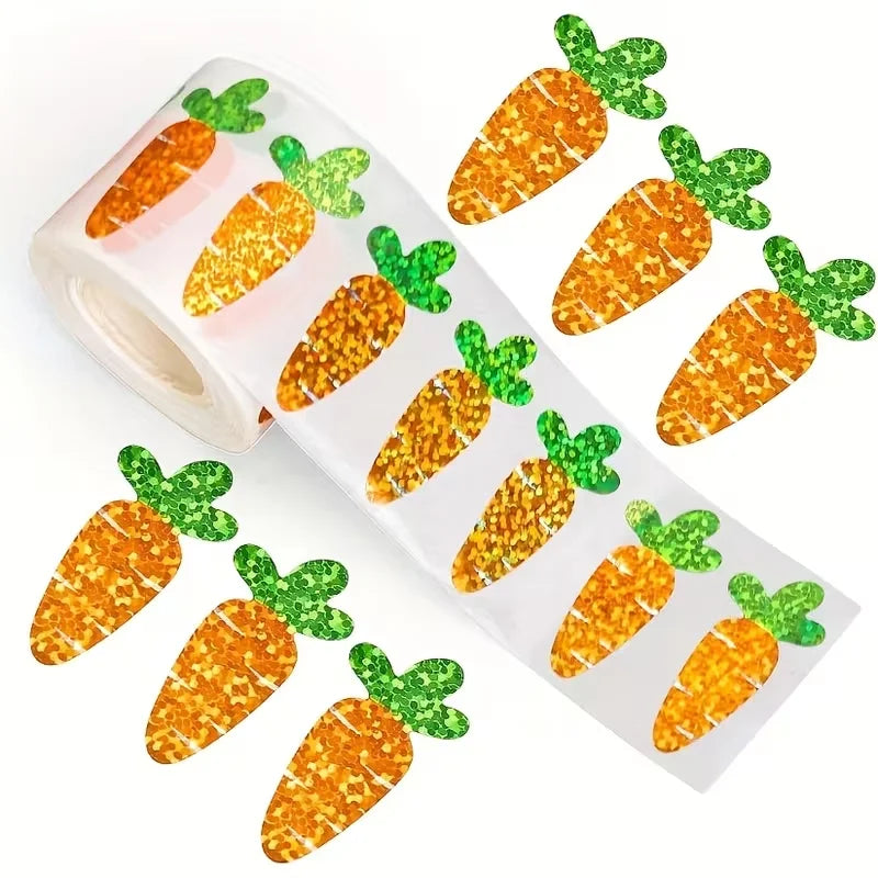 500Pcs Glitter Carrot Easter Stickers – Party & Gift Labels Easter Craft Stickers Babs Carrot Others