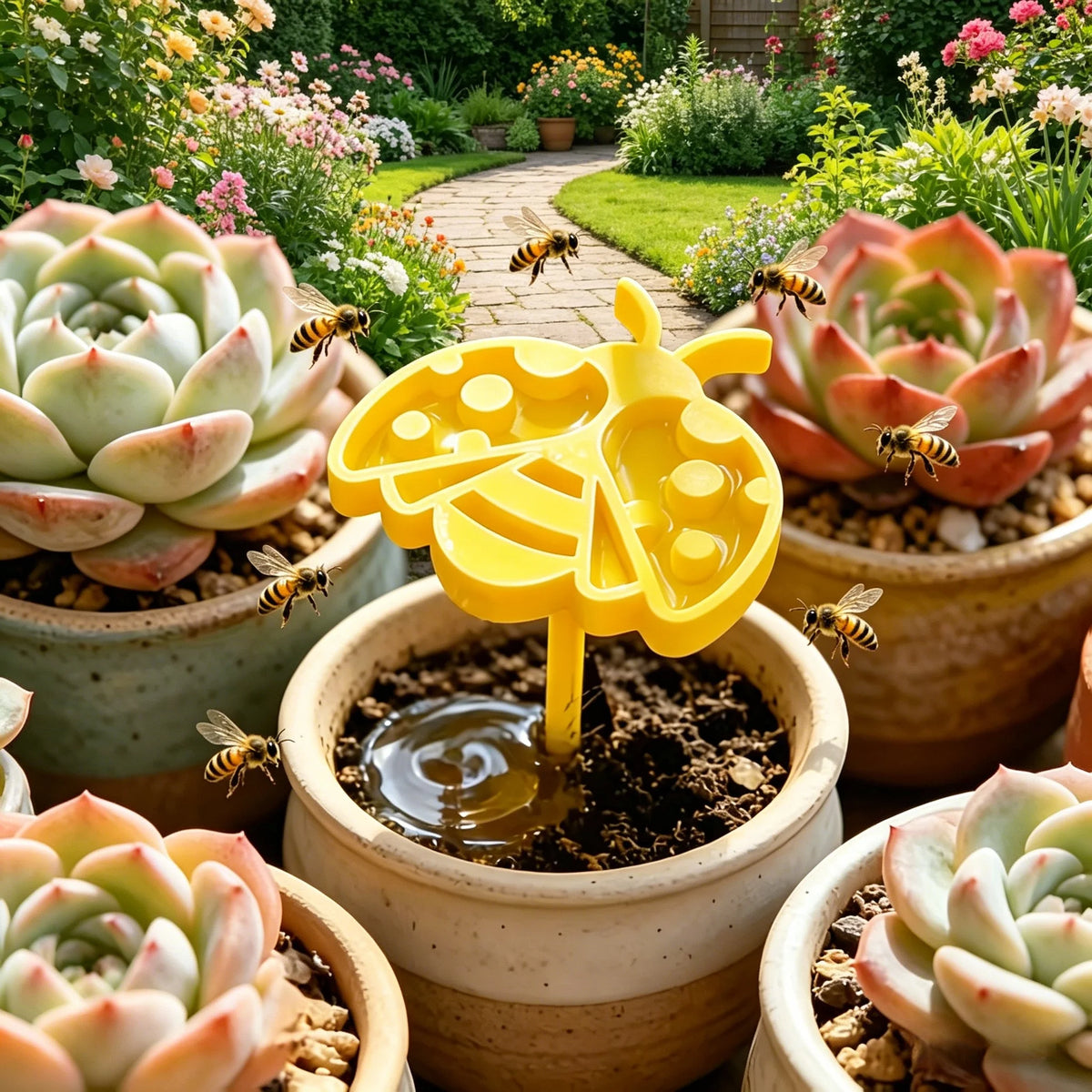 Bee Shape Garden Water Feeder Ground Plug Lawn Decor Garden Water Feeder Babs