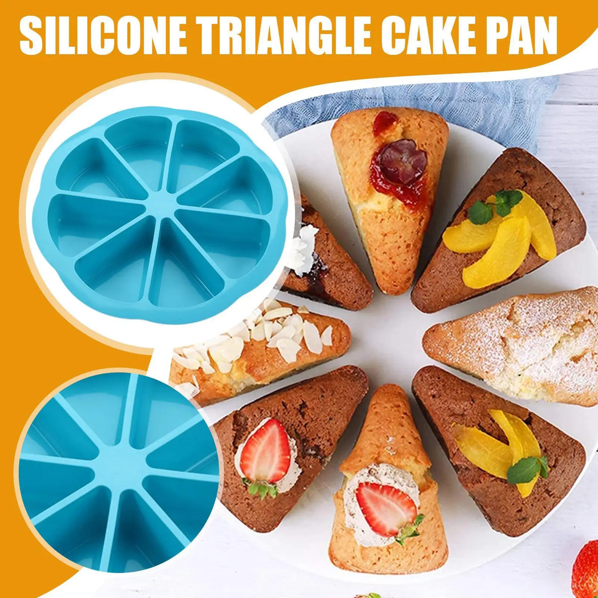 8-Cavity Silicone Triangle Cake Mold – Non-Stick Baking Tray Silicone Baking Mold Babs