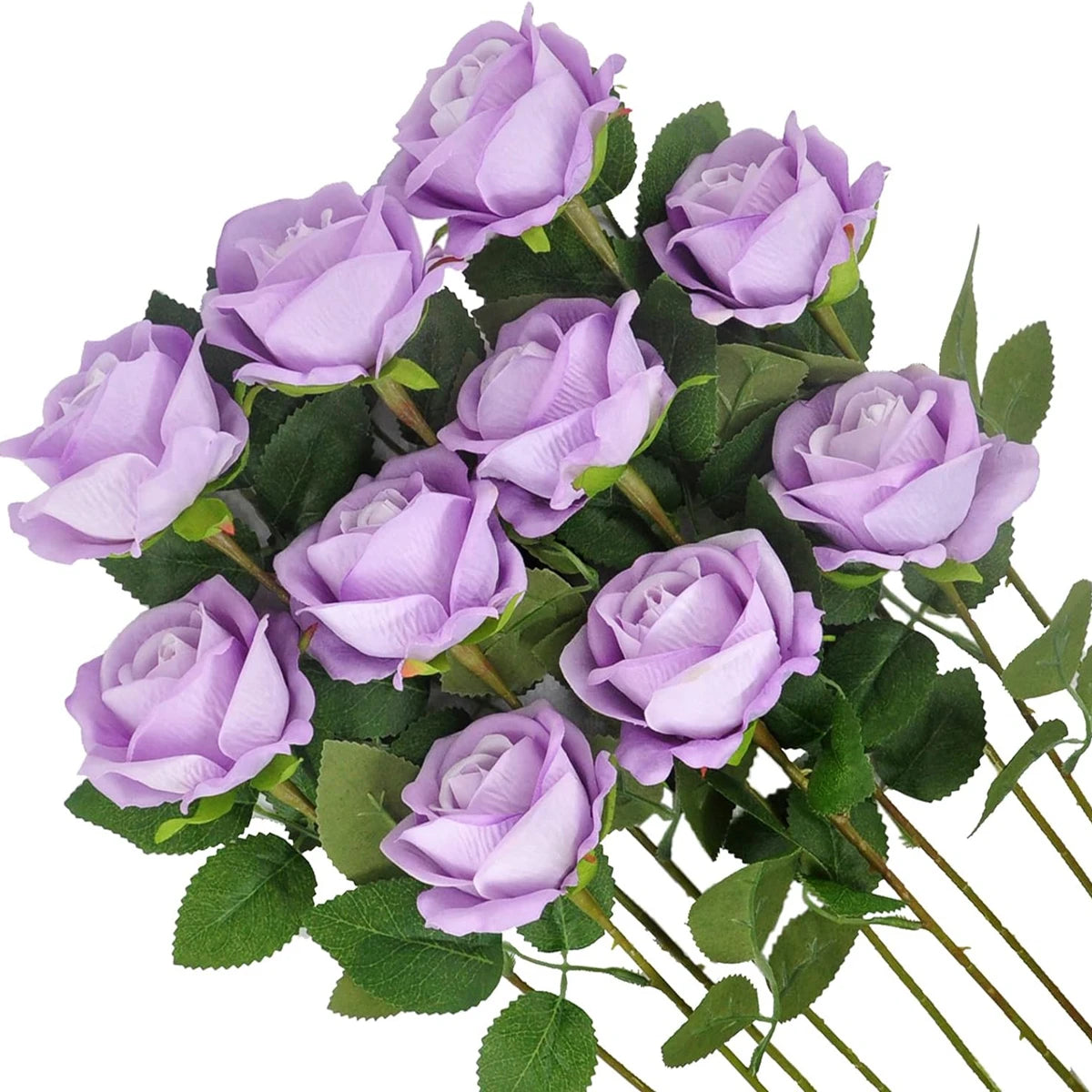 Artificial Silk Roses Long Stem Bouquet – Wedding & Home Décor Artificial Silk Flowers Babs PURPLE 5PCS