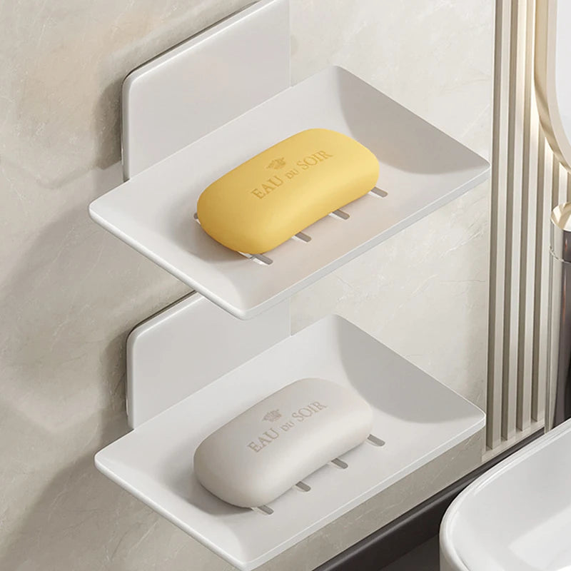 Stainless Steel Wall-Mounted Soap Holder – Mesh Drain Tray Soap Dish Holder Babs 2PCS-White