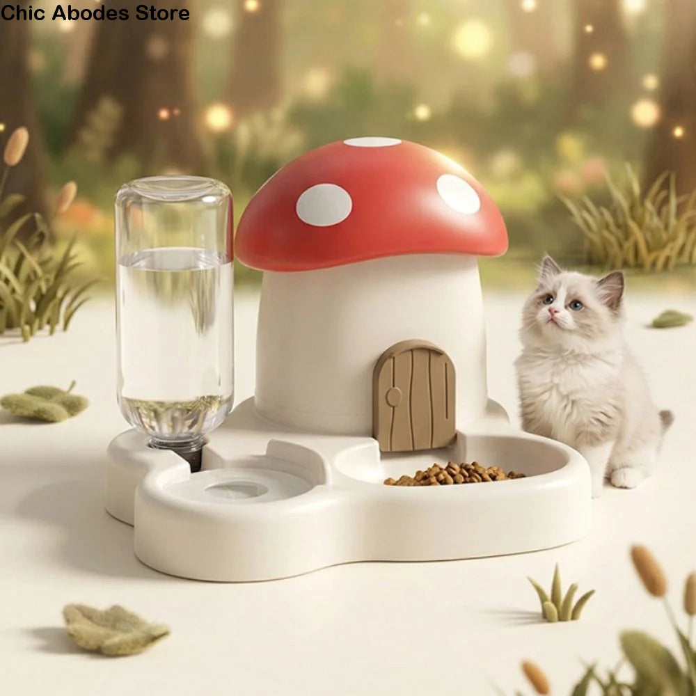 2-in-1 Mushroom Automatic Pet Feeder & Water Dispenser Automatic Pet Feeder Babs