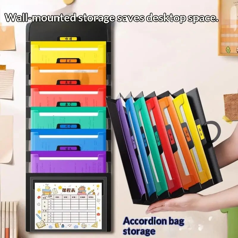 Wall-Mounted 6-Pocket Hanging File Organizer – Rainbow PP Hanging File Organizer Babs