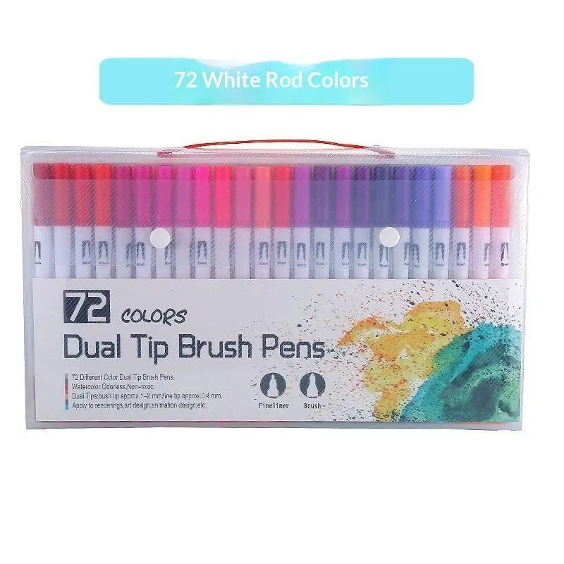 36-Color Soft Tip Brush Pens – Washable Water-Based Markers Watercolor Brush Pens Babs 72colors wite