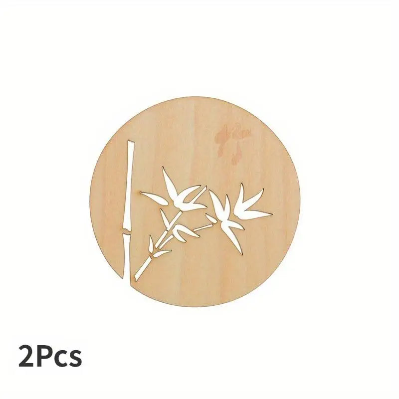 Chinese Floral Wooden Carved Coasters – Orchid, Bamboo, Chrysanthemum Wooden Cup Coasters Babs bamboo-2pcs