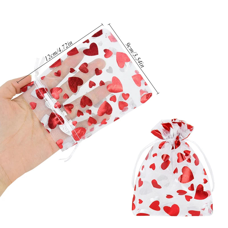 20pcs Red Heart Organza Gift Bags – Wedding & Party Pouches Organza Gift Bags Babs