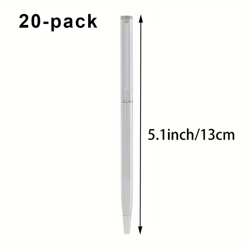 5-Pack Stainless Steel Twist-Top Ballpoint Pens, Medium Nib Ballpoint Pen Set Babs