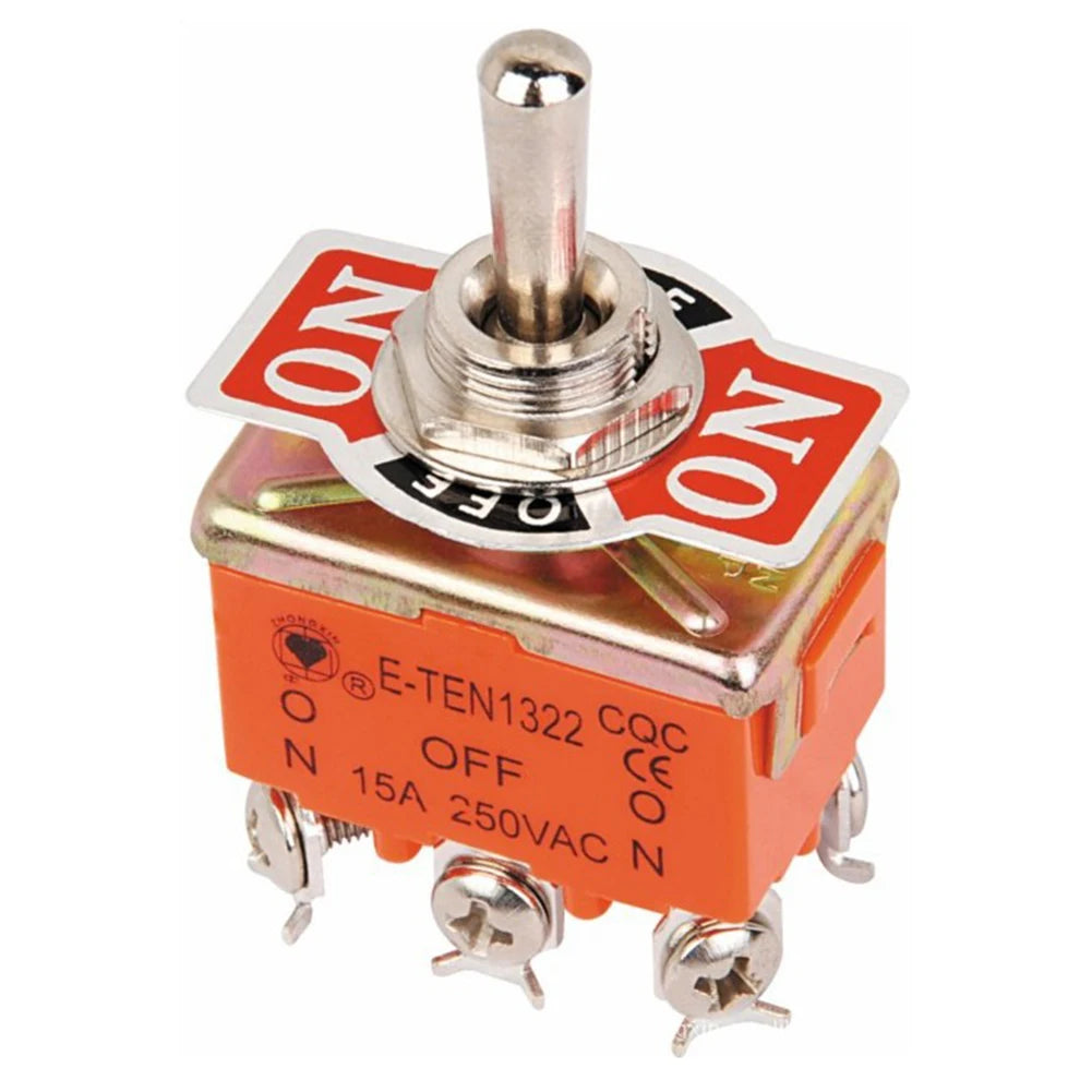 E-TEN1322 15A 250V SPST Toggle Switch 6-Pin 3-Position 12mm Toggle Switch Babs 1pc