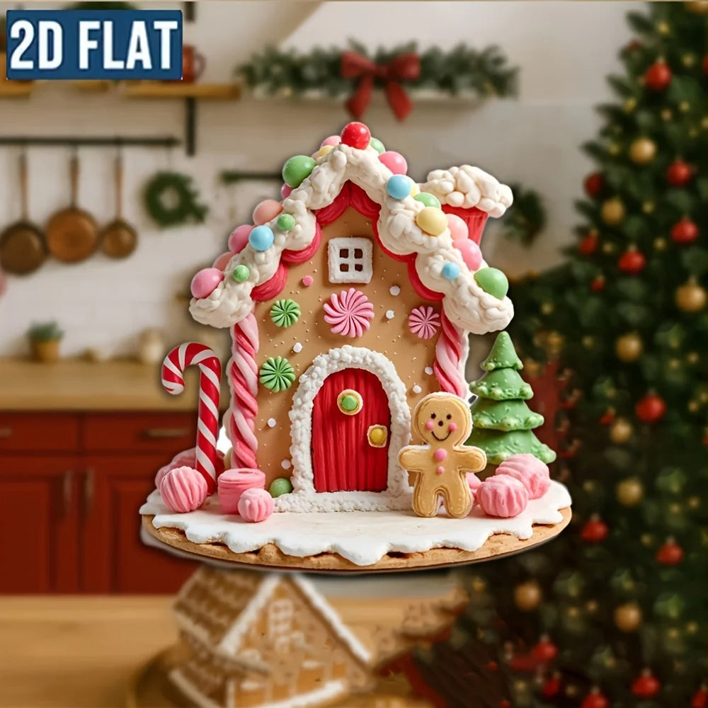 2D Gingerbread House Magnet – Acrylic Xmas Decor & Party Holiday Fridge Magnet Babs