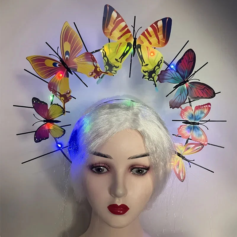 LED Flashing Butterfly Crown Headband – Glow Hair Accessory LED Glow Headband Babs colors lights