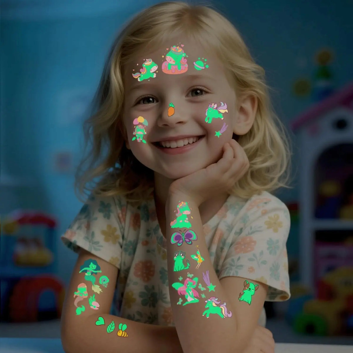 Glow in the Dark Temporary Tattoos – Kids Animal Party Stickers Temporary Tattoo Stickers Babs