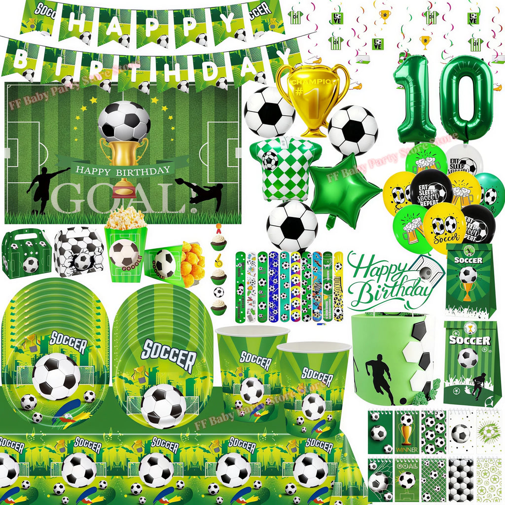 Soccer Football Birthday Party Decorations – Balloons, Plates & Cups Party Decoration Kit Babs