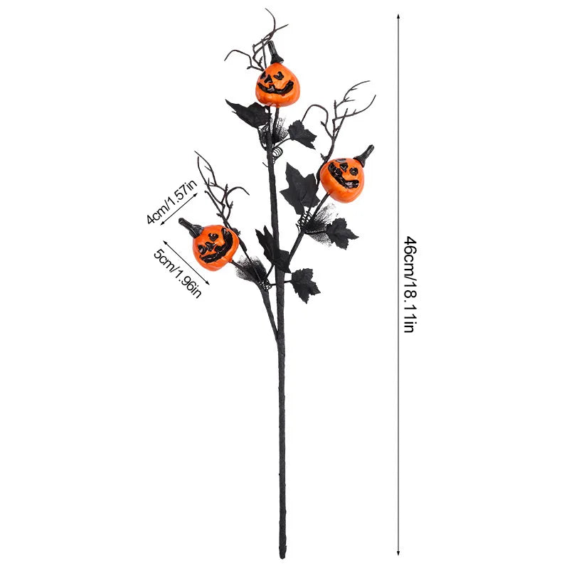 Halloween Artificial Pumpkin Maple Leaf Branch Stems 1/3/5 Pcs Halloween Floral Stems Babs