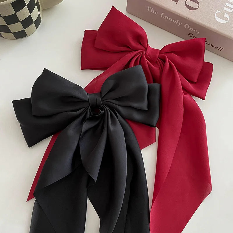 Korean Big Bow Satin Hair Clip – Ribbon Barrette for Women Hair Bow Barrette Babs S1-2PCS