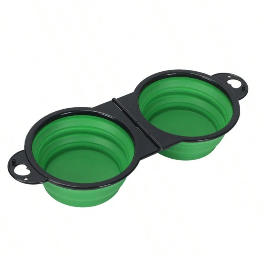 2-in-1 Foldable Pet Travel Bowl for Dogs & Cats – 500ml Pet Travel Bowl Babs green