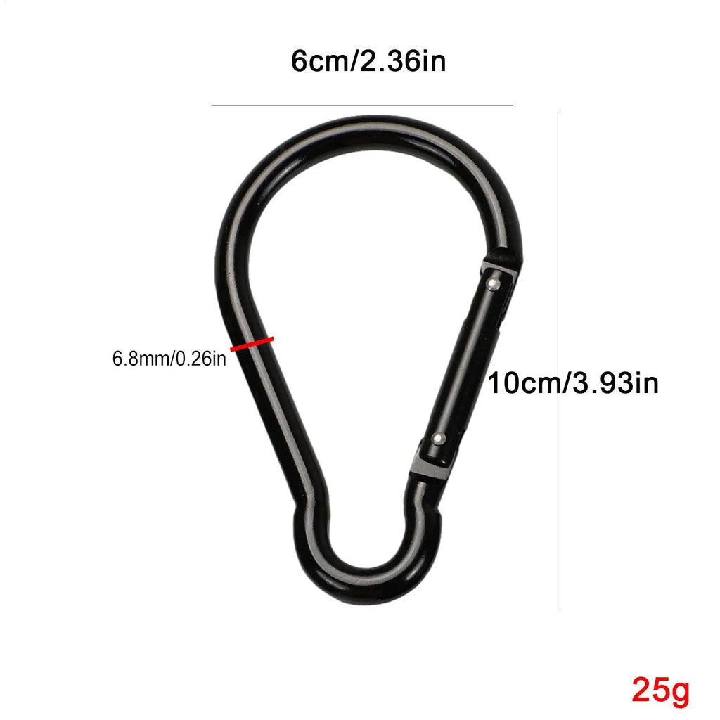 Black Aluminum D Carabiner Clip – Camping & Hiking Hook Carabiner Clip Babs