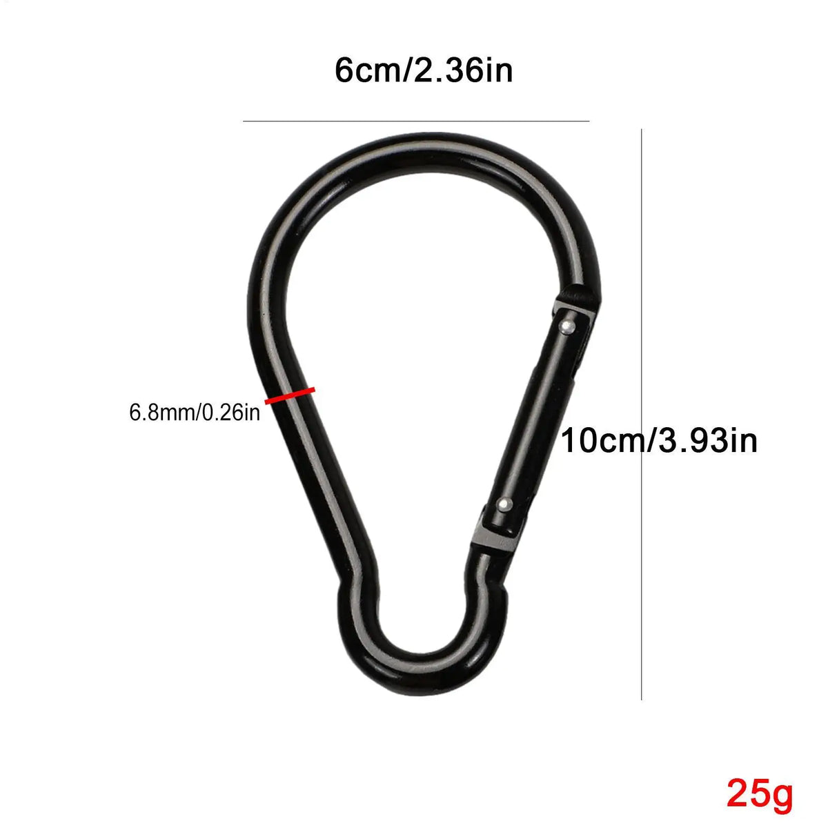 Black Aluminum D Carabiner Clip – Camping & Hiking Hook Carabiner Clip Babs