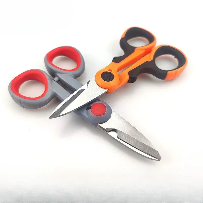 2PCS Stainless Steel Electrician & Fishing Scissors – Wire Stripper Multifunctional Scissors Babs