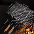 Large Folding BBQ Grill Basket with Removable Handle BBQ Grill Basket Babs 2Pcs