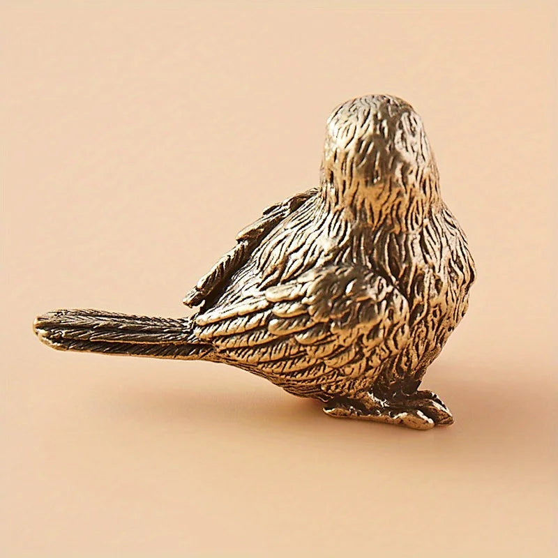Vintage Brass Sparrow Miniature Sculpture – Antique Bird Figurine Brass Bird Figurine Babs
