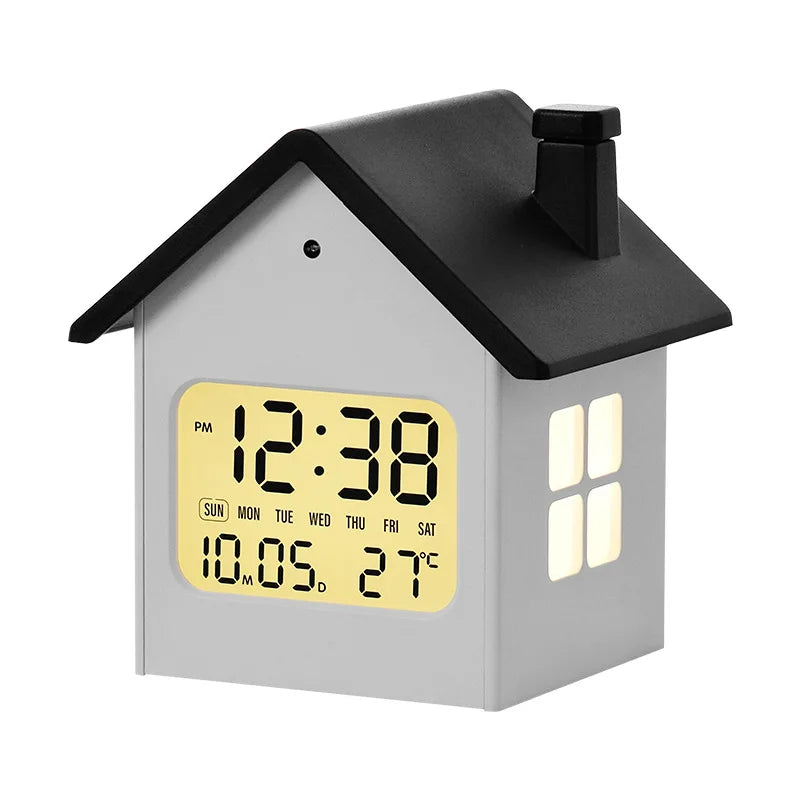 Creative Digital Alarm Clock – Kids' Bedside House Table Clock Digital Alarm Clock Babs Black Roof