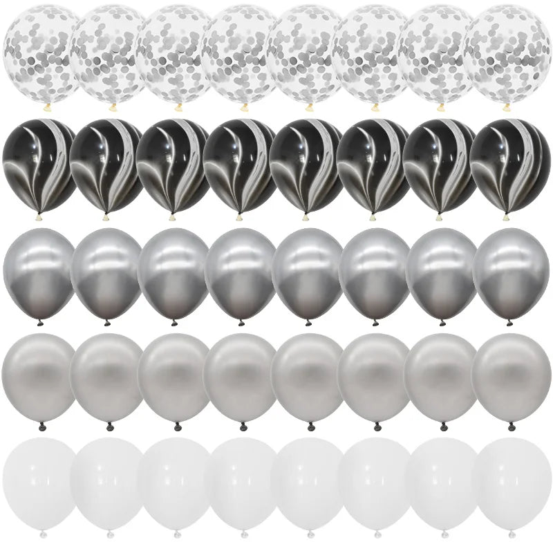 40Pcs Blue Balloon Set – Marble, Metallic & Confetti Party Décor Party Balloon Set Babs Set10 Other